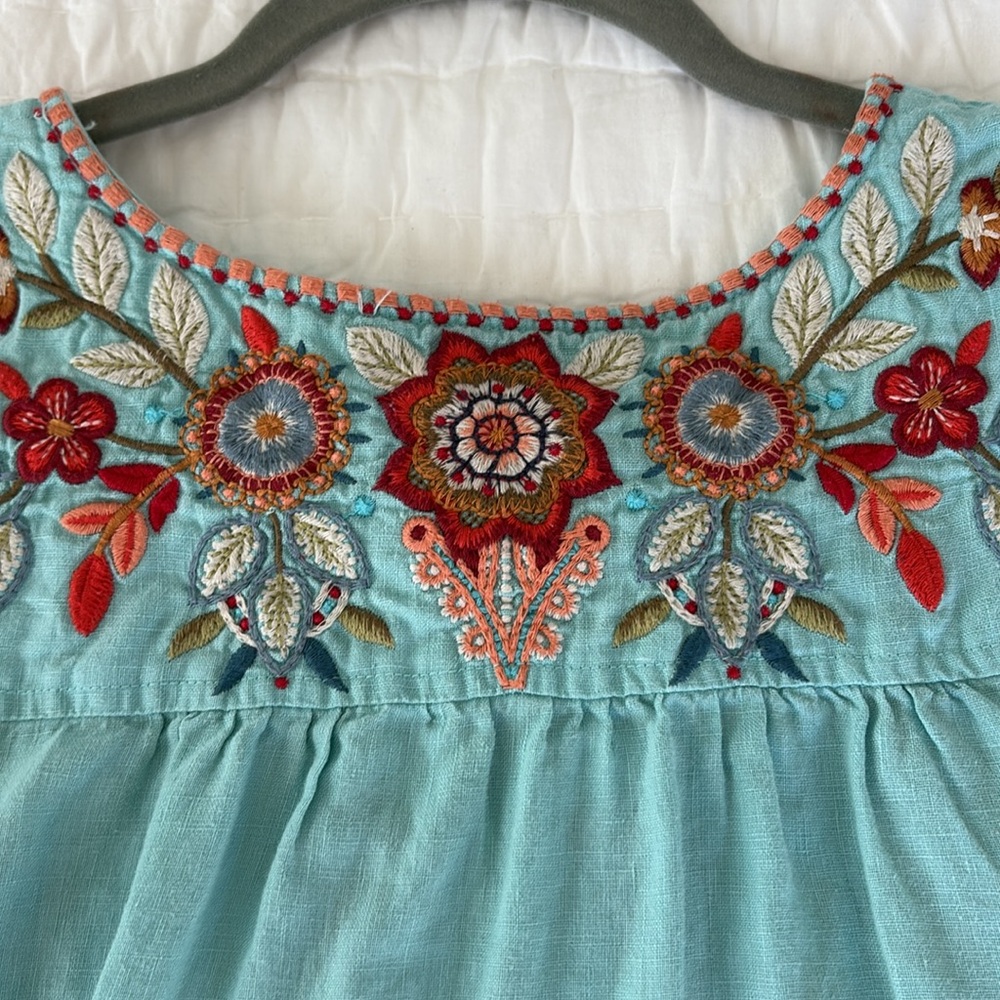 Embroidered Johnny Was dress turquoise small women’s - Picture 6 of 6